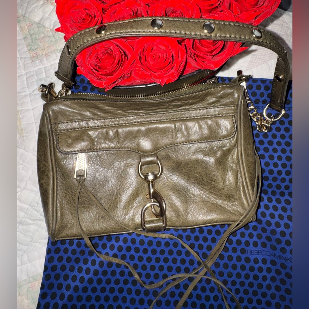 💥SALE Rebecca Minkoff Olive Green Leather Shoulder Bag / Clutch (Custom Strap)